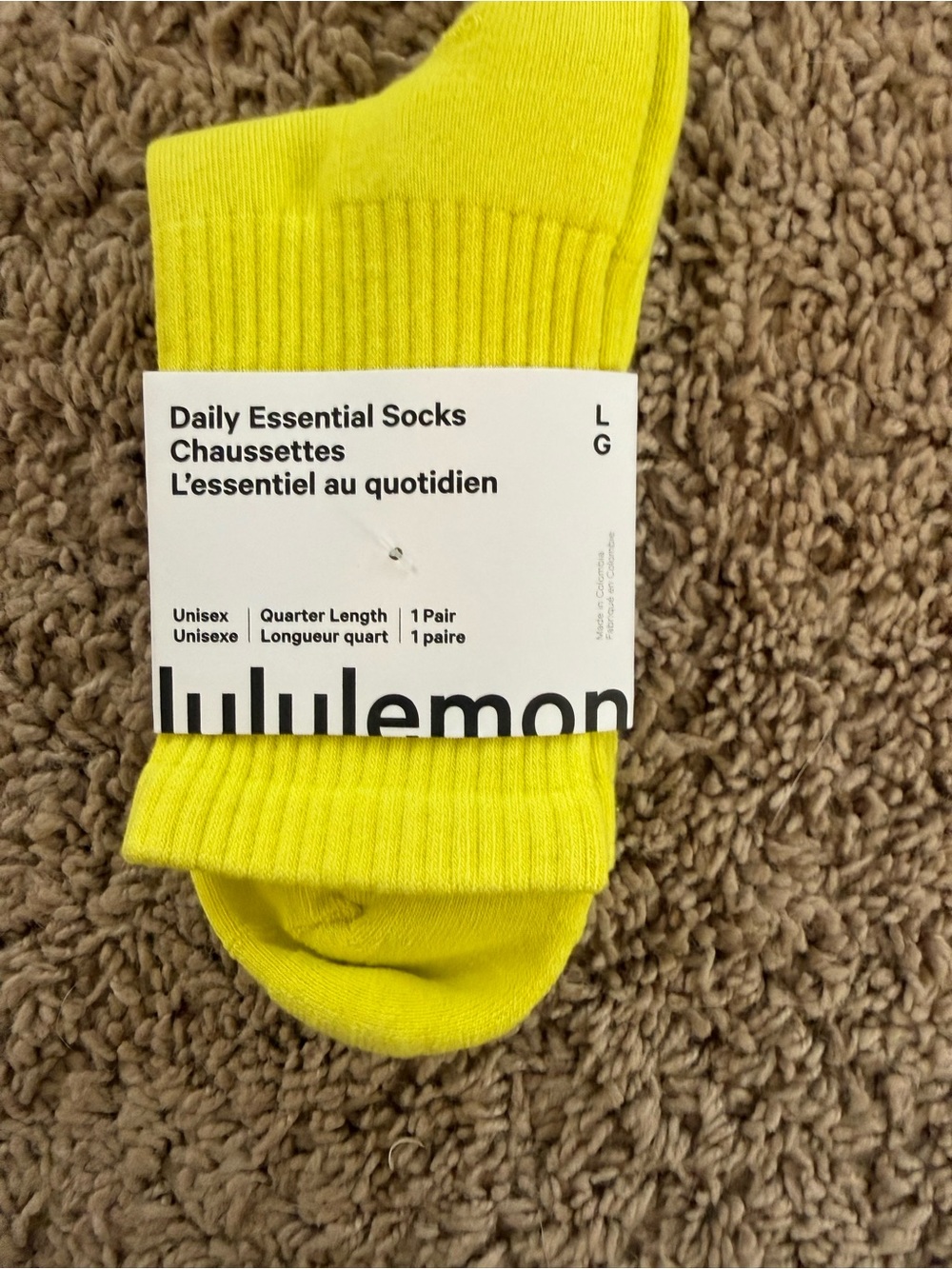 lululemon athletica womens Daily Essential Quarter Socks in Yellow
